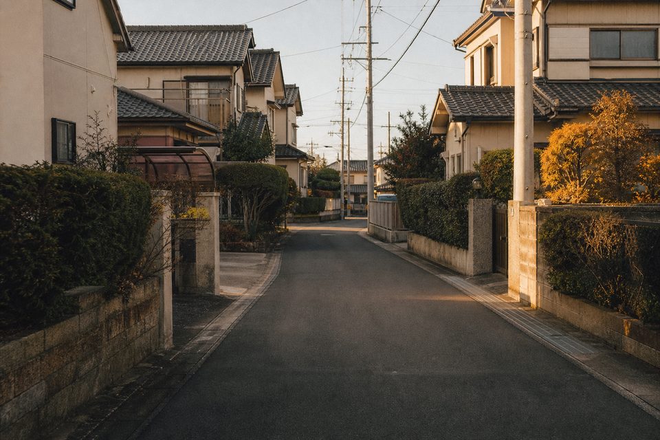 夕方の郊外の戸建て住宅街